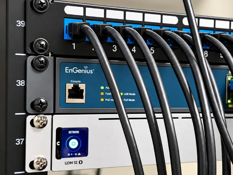 Network rack with a gateway status screen
